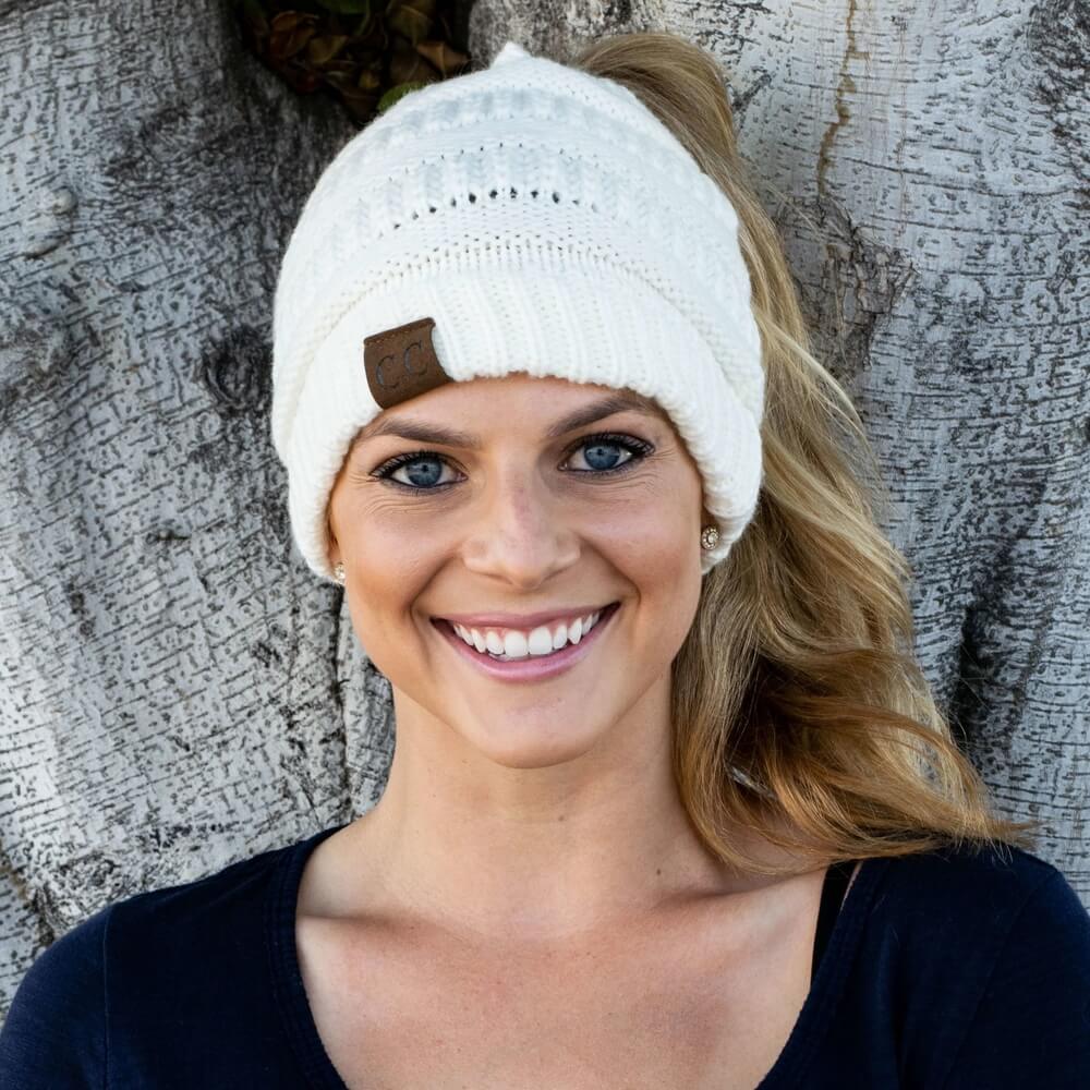 ponytail knitted hat